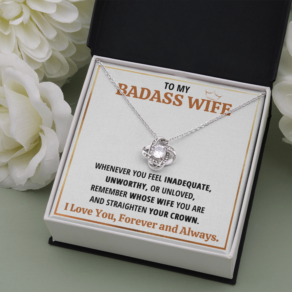 BADASS WIFE LOVE KNOT NECKLACE GIFT SET - ON CLOUD NINE GIFTS