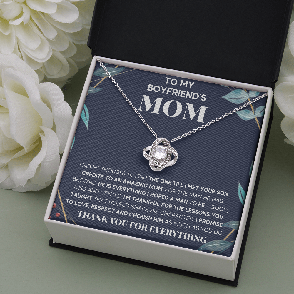 TO MY BOYFRIEND'S MOM LESSONS LOVE KNOT NECKLACE GIFT SET - ON CLOUD NINE GIFTS