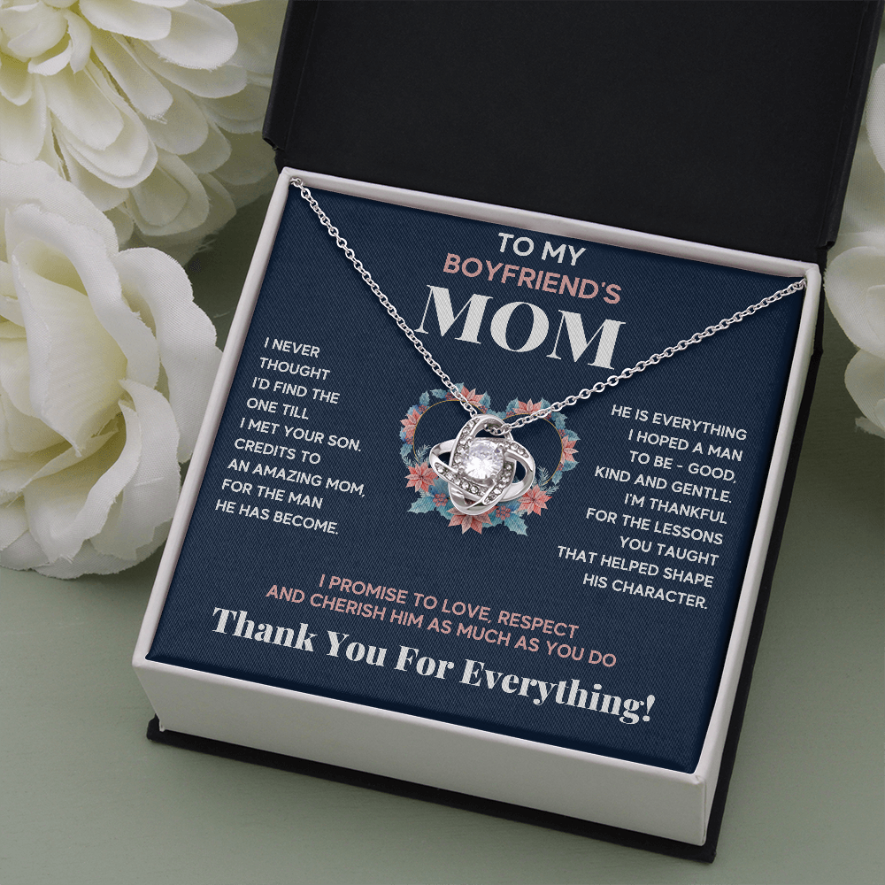 BOYFRIENDS MOM PINK/BLUE LOVE KNOT NECKLACE GIFT SET - ON CLOUD NINE GIFTS
