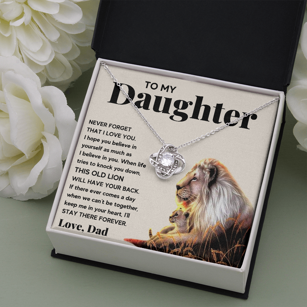 TO MY DAUGHTER OLD LION LOVE KNOT NECKLACE GIFT SET - ON CLOUD NINE GIFTS