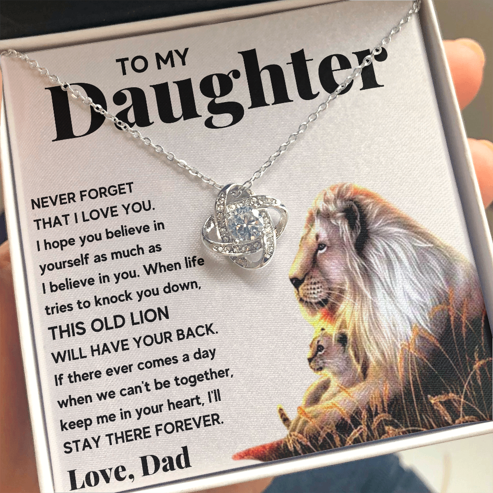 TO MY DAUGHTER OLD LION LOVE KNOT NECKLACE GIFT SET - ON CLOUD NINE GIFTS