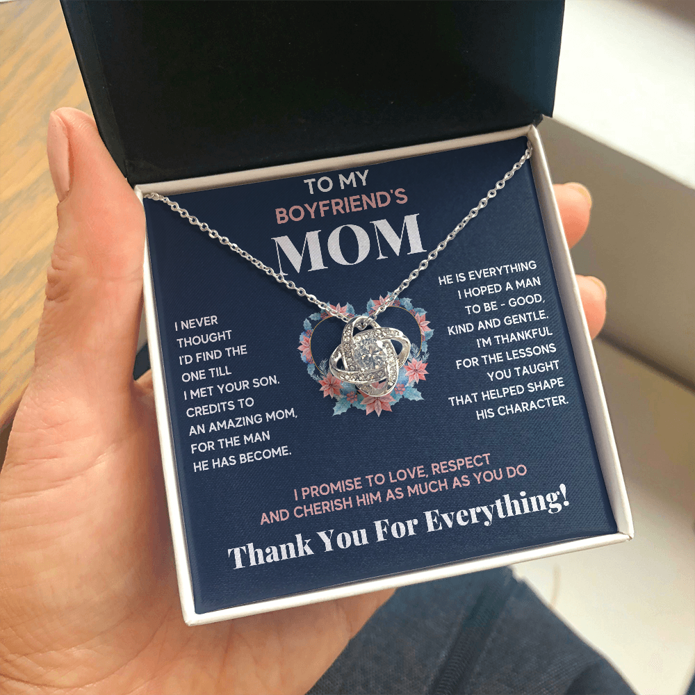 TO MY BOYFRIENDS MOM CHERISH LOVE KNOT NECKLACE GIFT SET - ON CLOUD NINE GIFTS