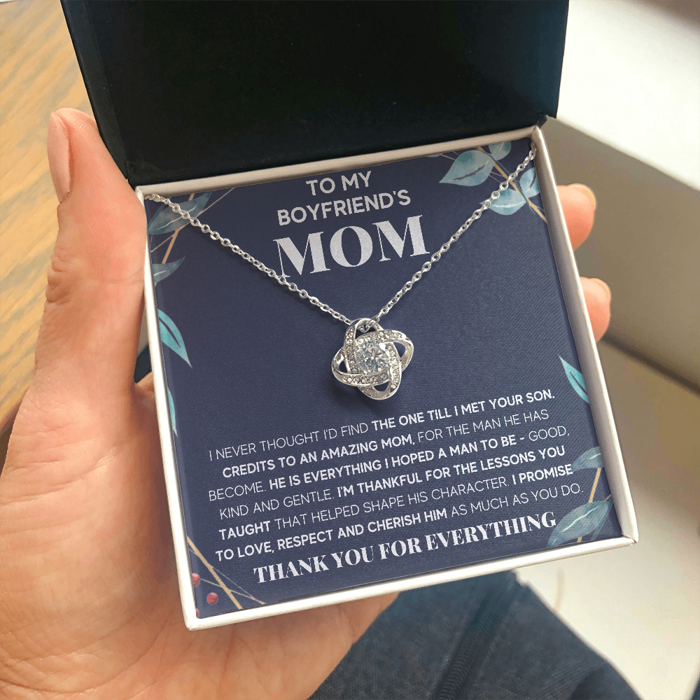 TO MY BOYFRIEND'S MOM LESSONS LOVE KNOT NECKLACE GIFT SET - ON CLOUD NINE GIFTS