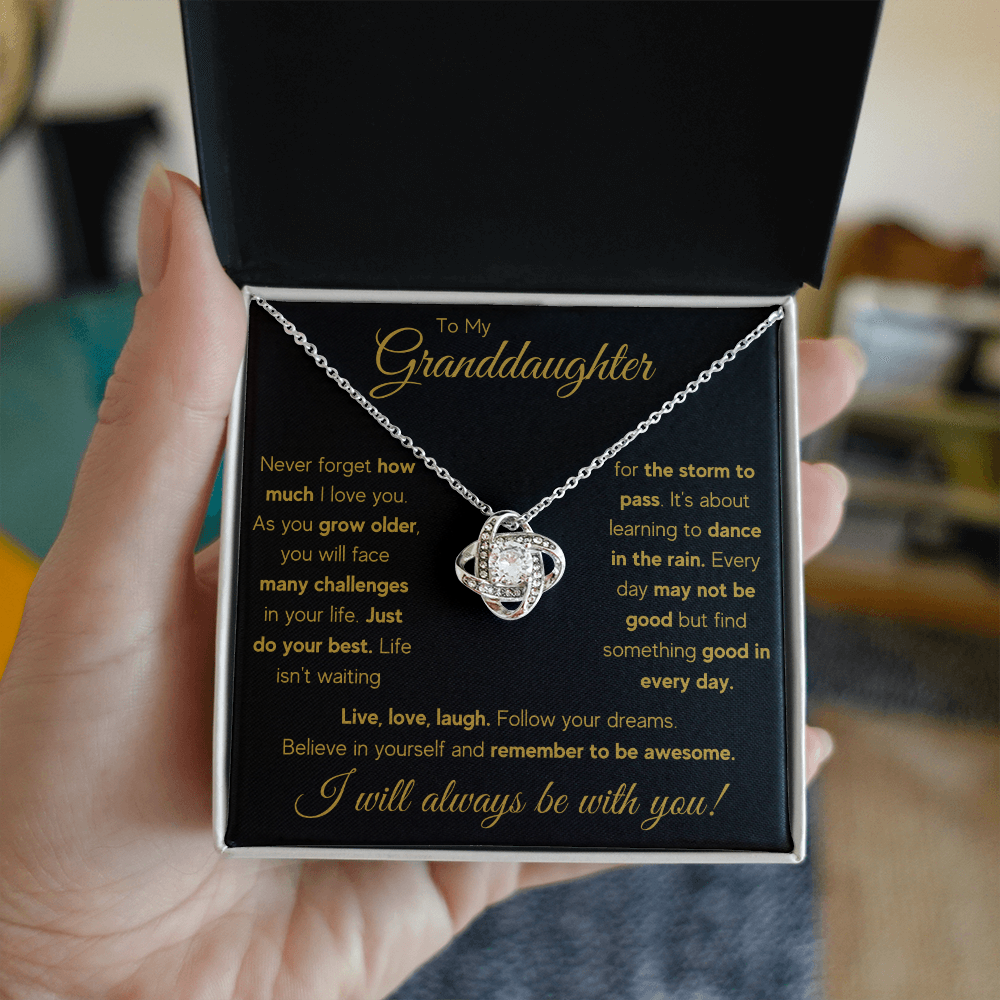 Granddaughter gifts from grandma jewelry from grandpa birthday gift for my granddaughter Love Knot Necklace with Message Card and Gift Box - ON CLOUD NINE GIFTS