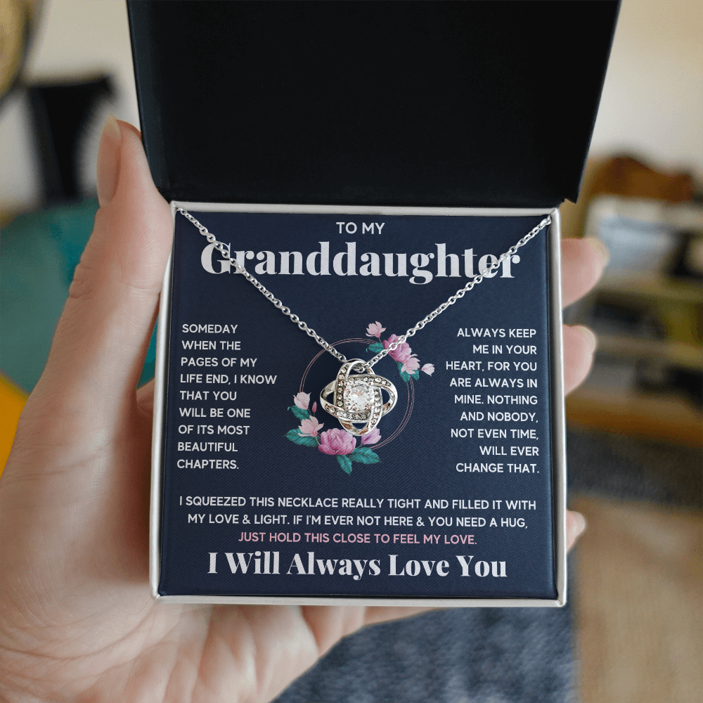 Granddaughter gifts from grandma jewelry from grandpa birthday gift for my granddaughter Love Knot Necklace with Message Card and Gift Box - ON CLOUD NINE GIFTS