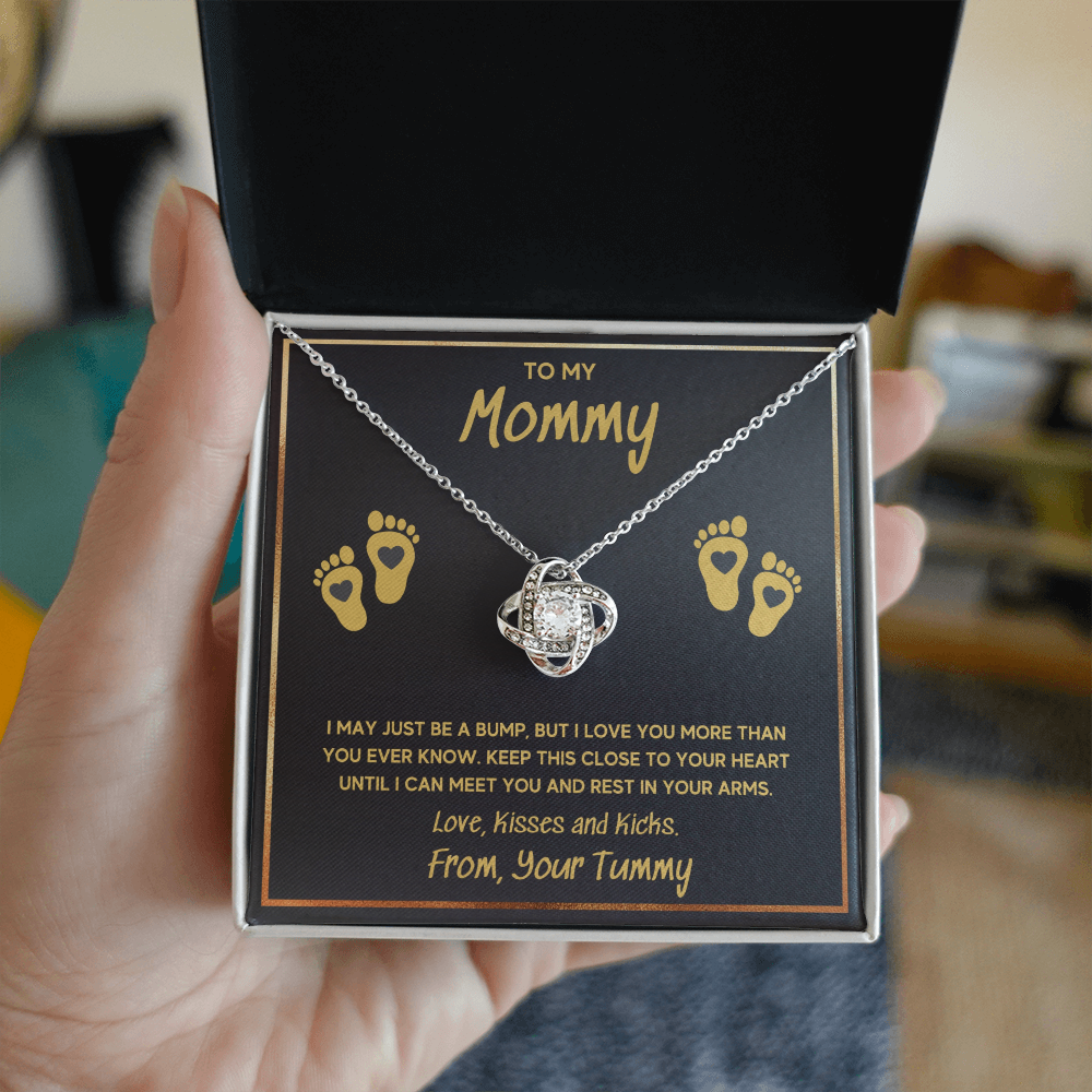 BABY FEET GOLD LOVE KNOT NECKLACE GIFT SET - ON CLOUD NINE GIFTS