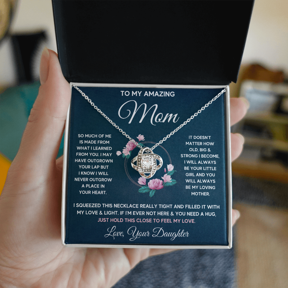 Mother daughter necklace jewelry birthday mothers day gifts from daughter to my mom Love Knot Necklace with Message Card and Gift Box - ON CLOUD NINE GIFTS