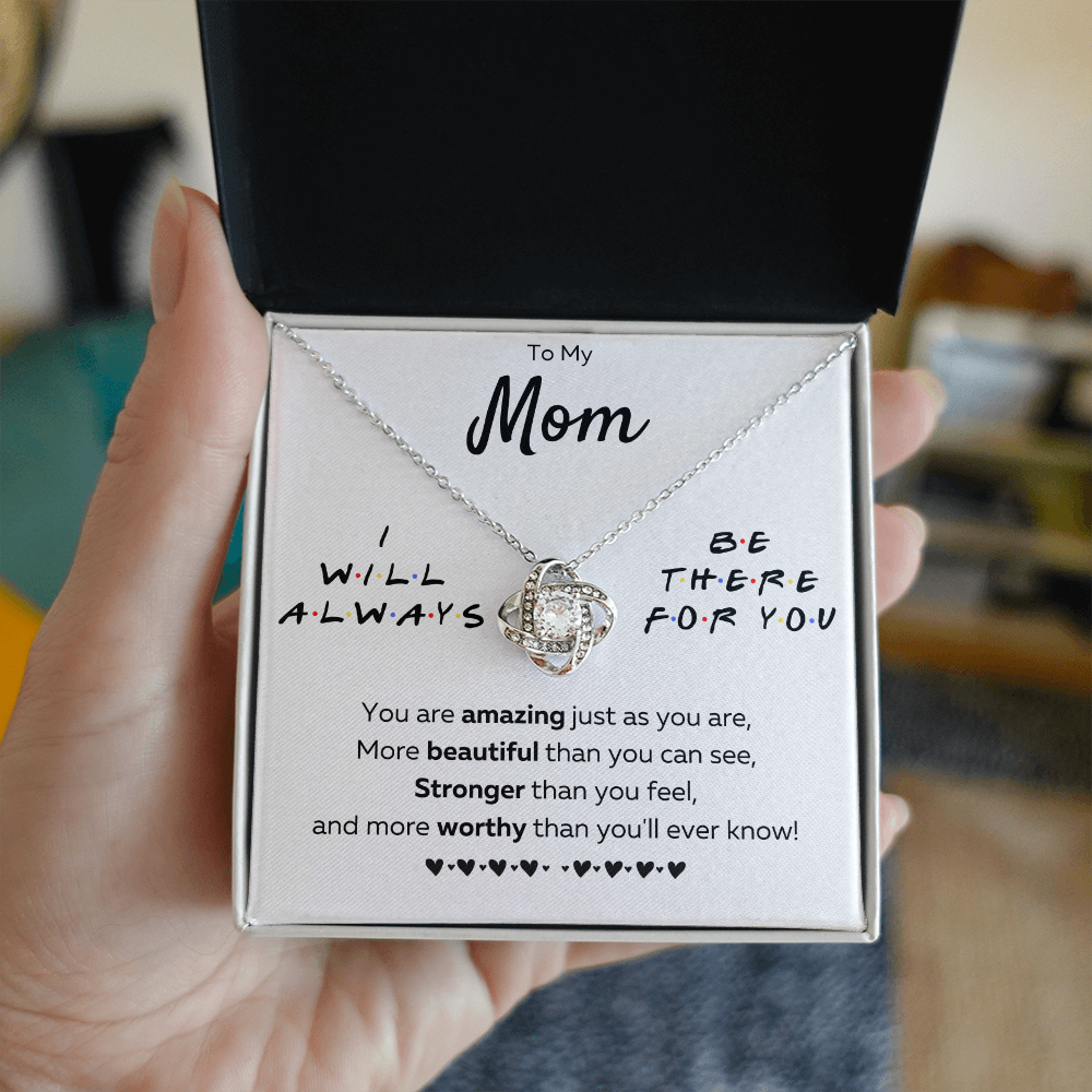 Mother daughter necklace jewelry birthday mothers day gifts from daughter to my mom Love Knot Necklace with Message Card and Gift Box - ON CLOUD NINE GIFTS