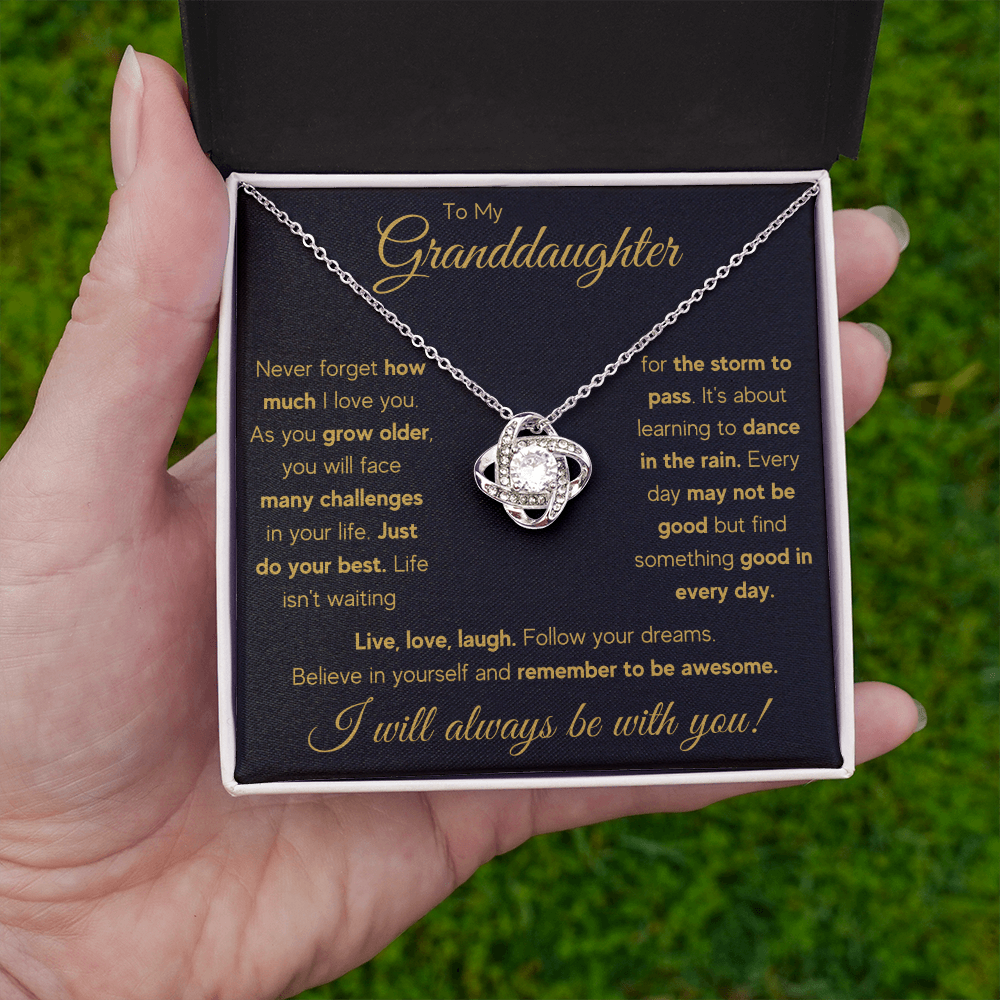 Granddaughter gifts from grandma jewelry from grandpa birthday gift for my granddaughter Love Knot Necklace with Message Card and Gift Box - ON CLOUD NINE GIFTS