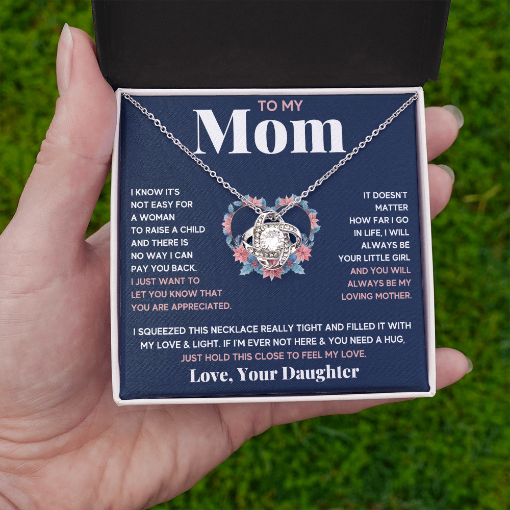 Mother daughter necklace jewelry birthday mothers day gifts from daughter to my mom Love Knot Necklace with Message Card and Gift Box - ON CLOUD NINE GIFTS