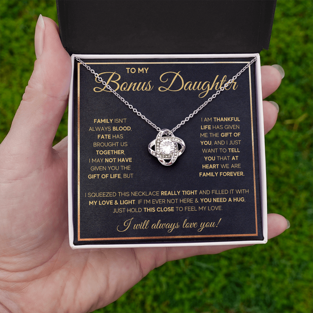 To my bonus daughter necklace, bonus daughter necklace from stepdad, step daughter necklace, step daughter from mom - ON CLOUD NINE GIFTS