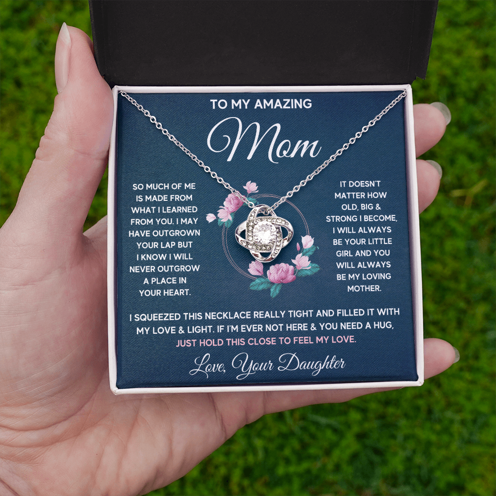 Mother daughter necklace jewelry birthday mothers day gifts from daughter to my mom Love Knot Necklace with Message Card and Gift Box - ON CLOUD NINE GIFTS