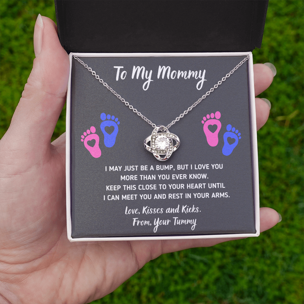 TO MY MOMMY BABY FEET LOVE KNOT NECKLACE GIFT SET - ON CLOUD NINE GIFTS