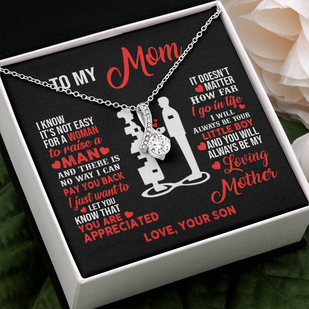 Birthday gift for mom heart jewelry from son on Mothers Day sentimental I Love You gifts Alluring Beauty Necklace with Message Card and Gift Box - ON CLOUD NINE GIFTS