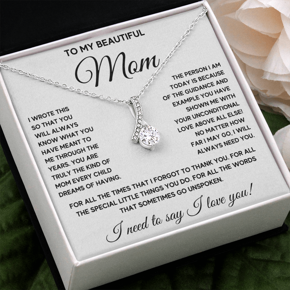 Birthday gift for mom heart jewelry from son on Mothers Day sentimental I Love You gifts Alluring Beauty Necklace with Message Card and Gift Box - ON CLOUD NINE GIFTS