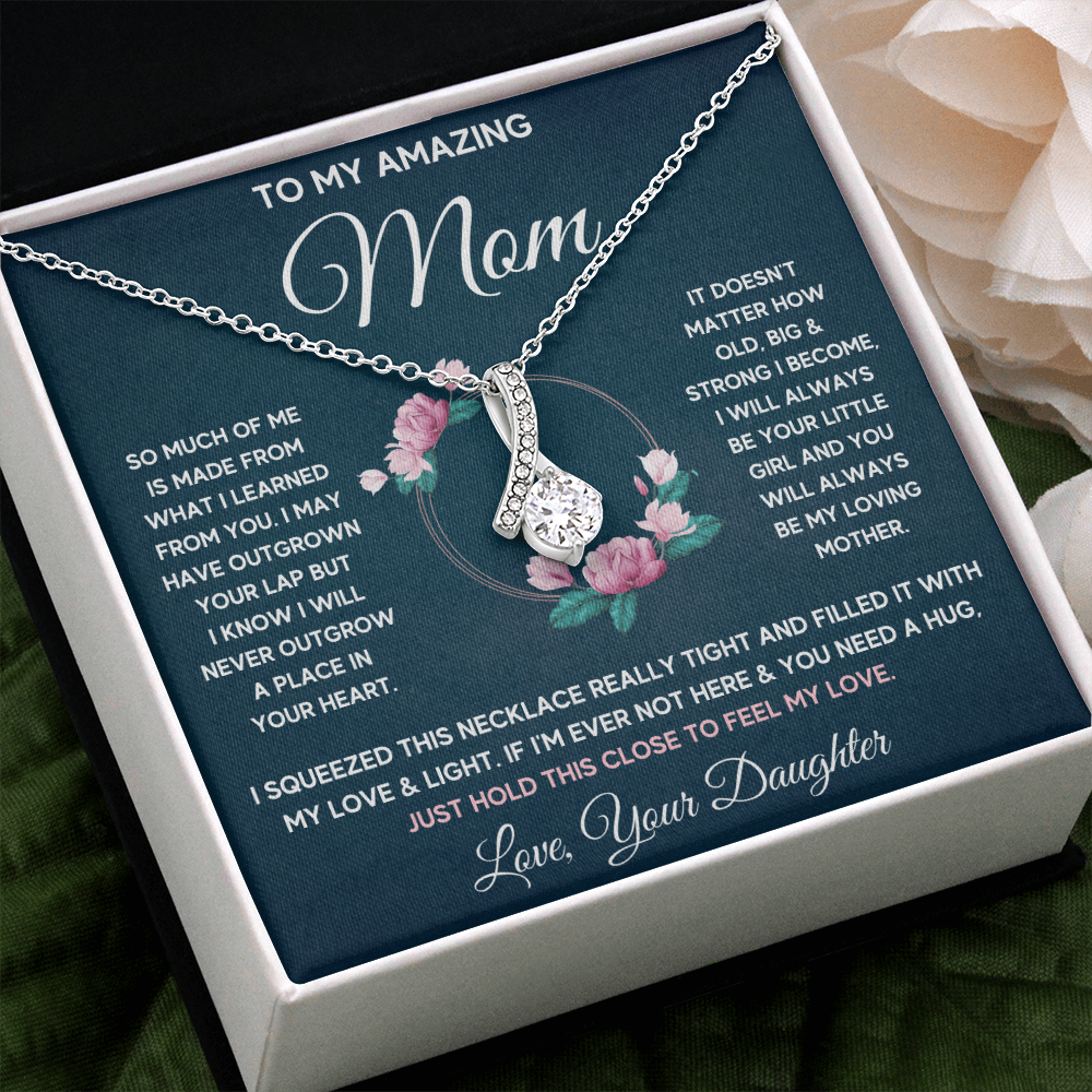 Mother birthday gift from daughter on Mothers Day Heart Pendant Alluring Necklace I Love You Mom Gifts with Message Card and Gift Box - ON CLOUD NINE GIFTS