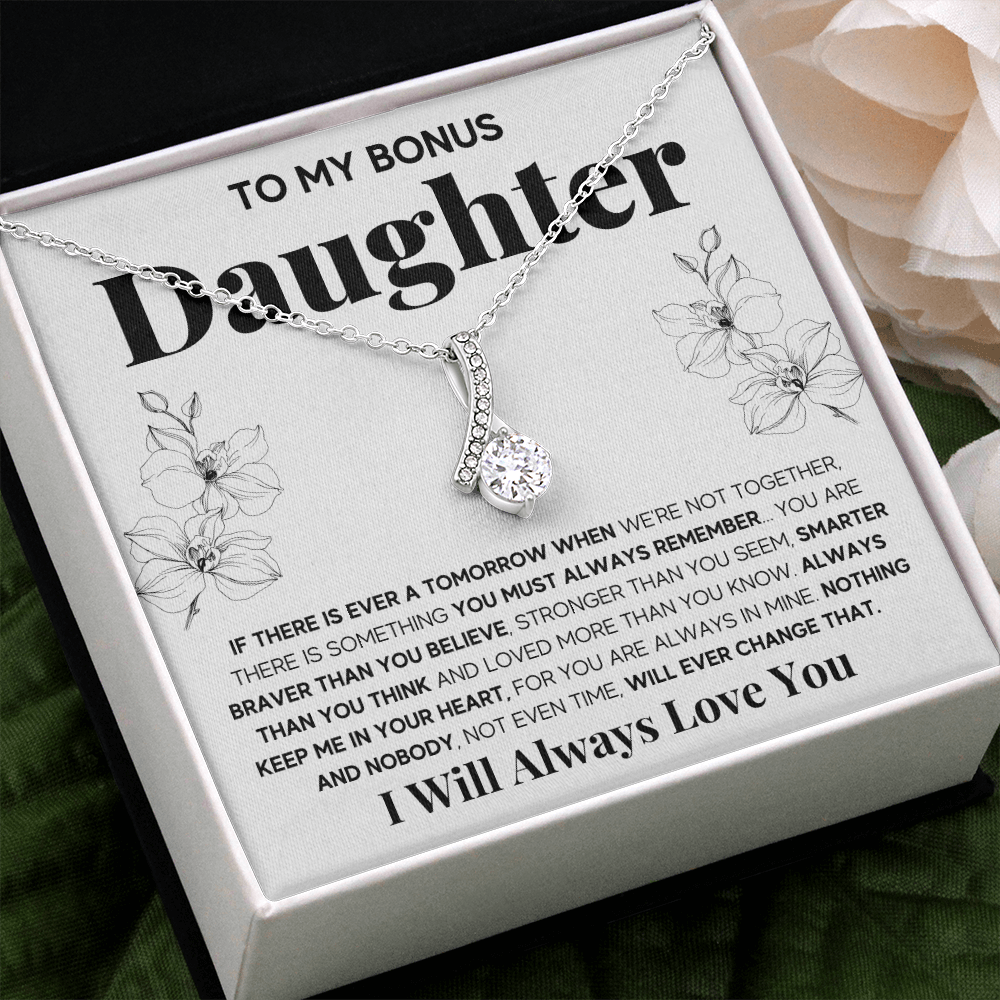 To my bonus daughter necklace, bonus daughter necklace from stepdad, step daughter necklace, step daughter from mom - ON CLOUD NINE GIFTS