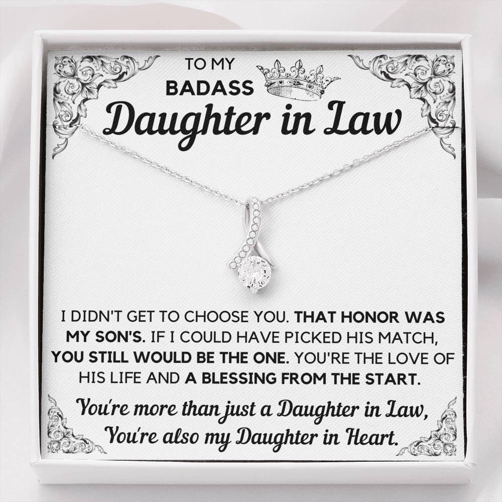 TO MY BADASS DAUGHTER-IN-LAW HONOR ALLURING BEAUTY NECKLACE GIFT SET - ON CLOUD NINE GIFTS