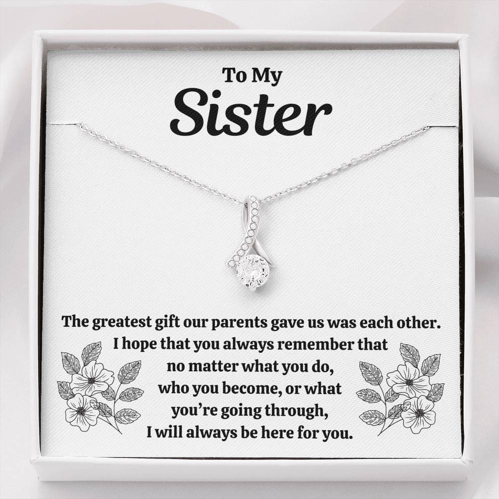 TO MY SISTER "OUR PARENTS" ALLURING BEAUTY NECKLACE GIFT SET - ON CLOUD NINE GIFTS