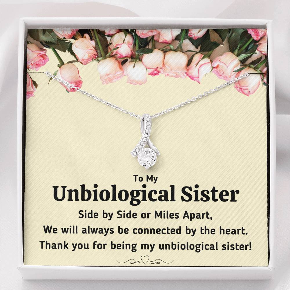 TO MY UNBIOLOGICAL SISTER "CONNECTED BY THE HEART" ALLURING BEAUTY NECKLACE GIFT SET - ON CLOUD NINE GIFTS