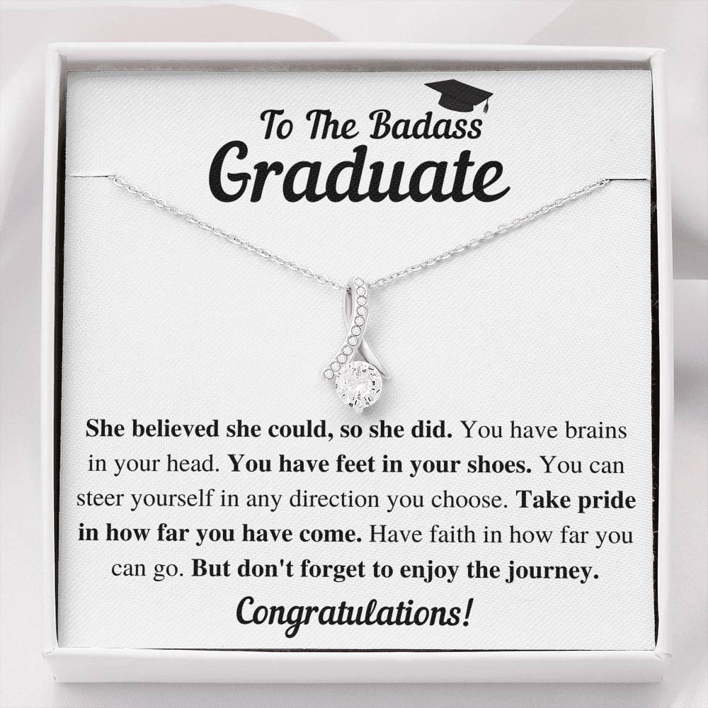 TO THE BADASS GRADUATE SHE DID ALLURING BEAUTY NECKLACE GIFT SET - ON CLOUD NINE GIFTS