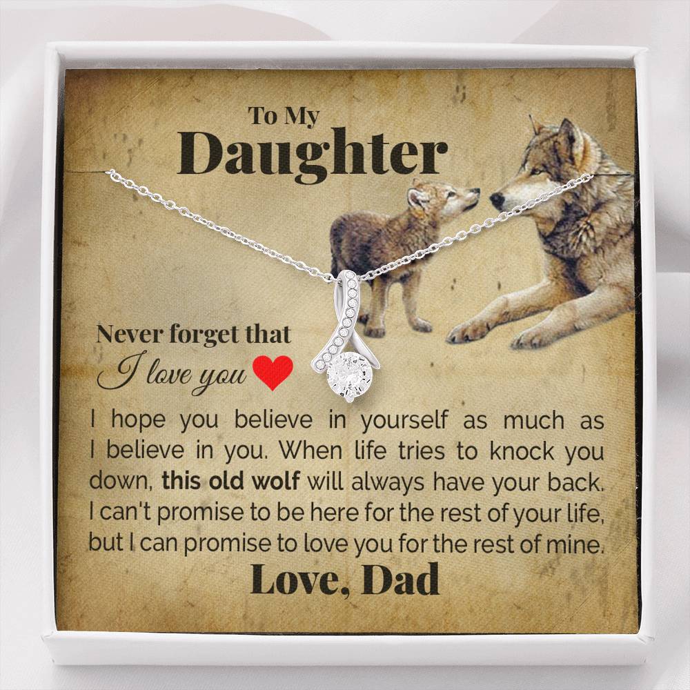 TO MY DAUGHTER "THIS OLD WOLF" ALLURING BEAUTY NECKLACE GIFT SET - ON CLOUD NINE GIFTS