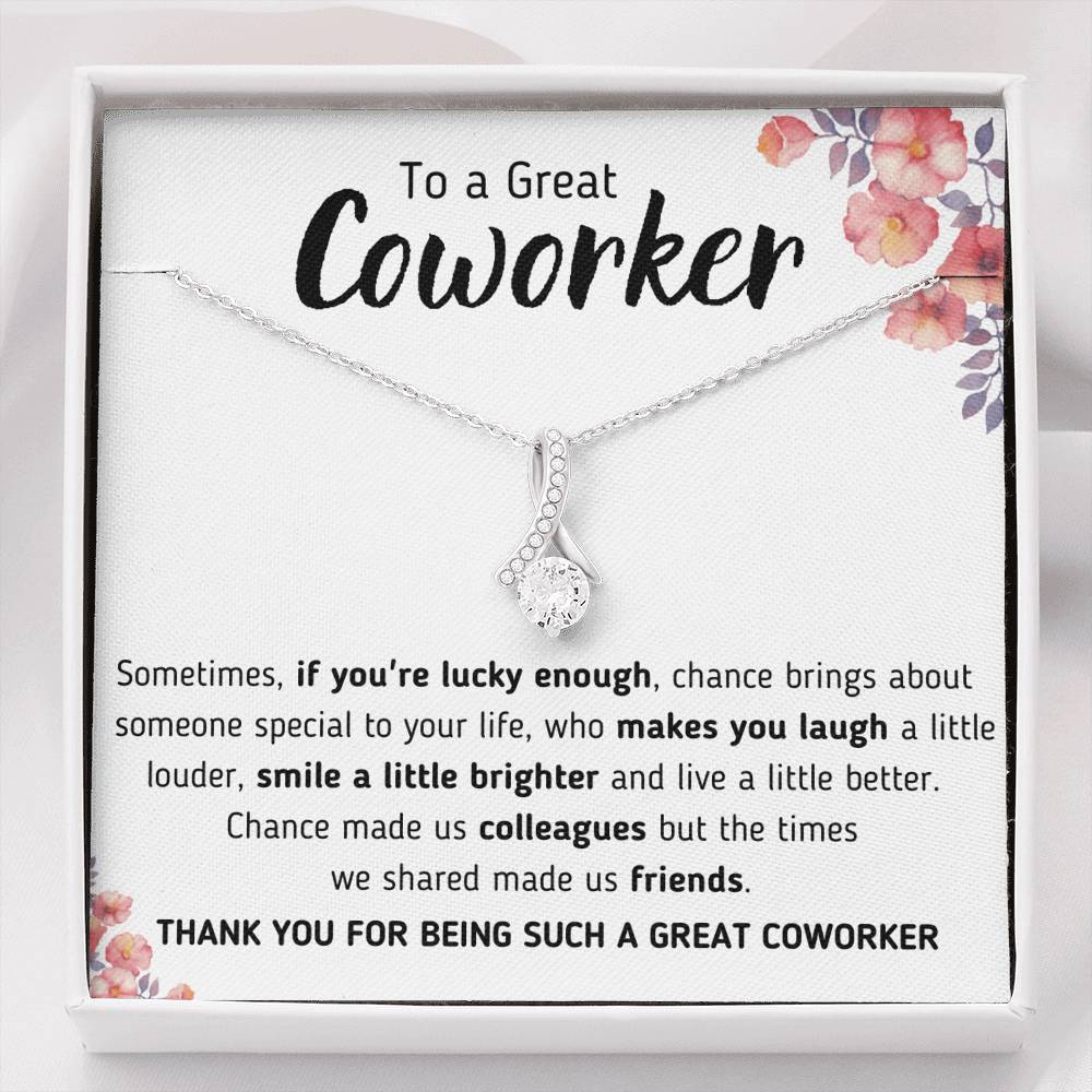 TO A GREAT COWORKER "A LITTLE BETTER" ALLURING BEAUTY NECKLACE GIFT SET - ON CLOUD NINE GIFTS