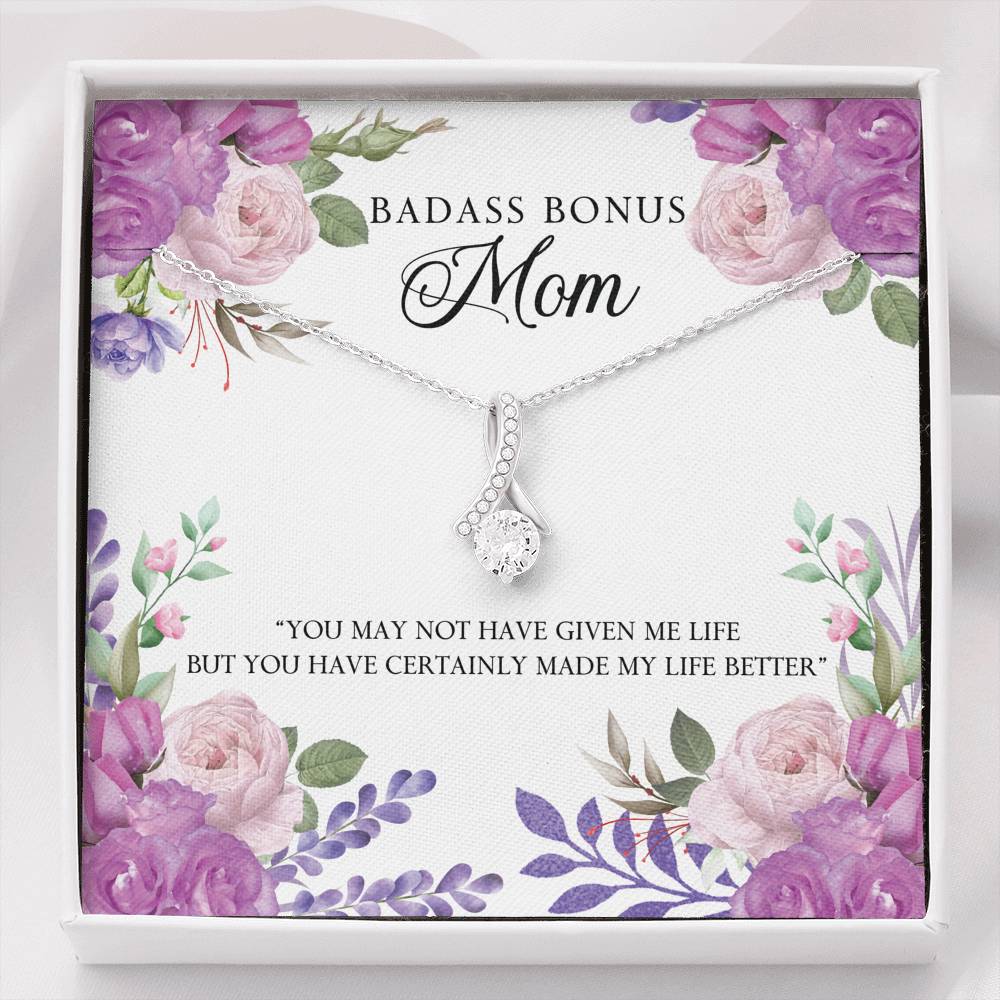 TO MY BADASS BONUS MOM "LIFE-SO" ALLURING BEAUTY NECKLACE GIFT SET - ON CLOUD NINE GIFTS