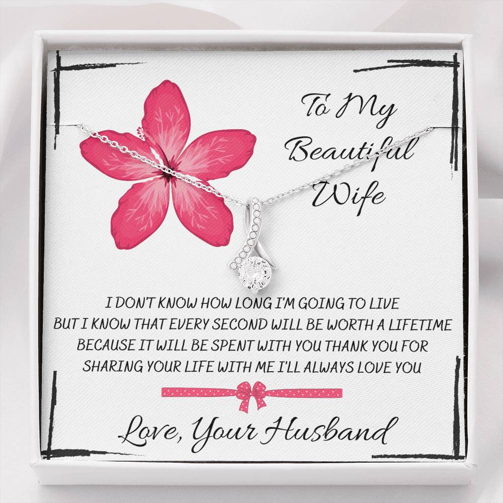TO MY BEAUTIFUL WIFE "EVERY SECOND" ALLURING BEAUTY NECKLACE GIFT SET - ON CLOUD NINE GIFTS