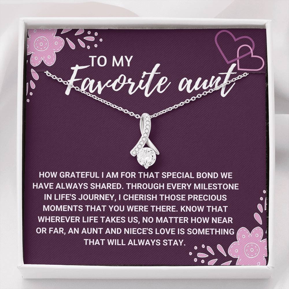 TO MY FAVORITE AUNT "LOVE WILL ALWAYS STAY" AUNT ALLURING BEAUTY NECKLACE GIFT SET - ON CLOUD NINE GIFTS