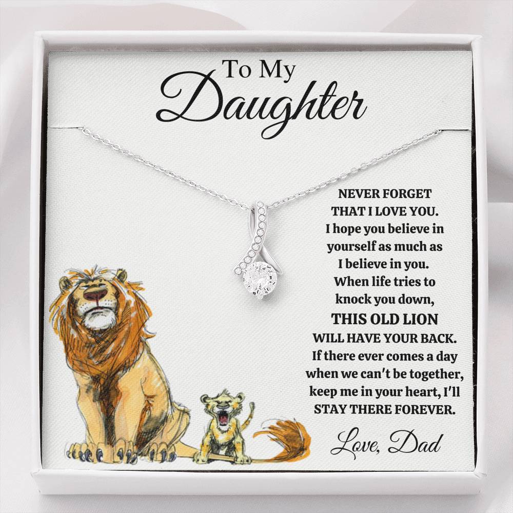 TO MY DAUGHTER "THIS OLD LION - DRAWING" ALLURING BEAUTY NECKLACE GIFT SET - ON CLOUD NINE GIFTS