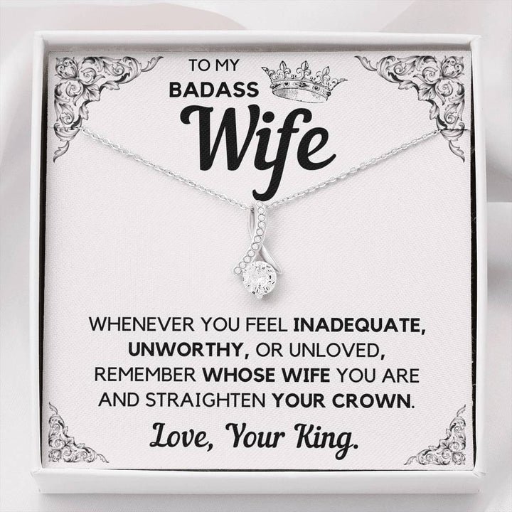 TO MY BADASS WIFE CROWN DECORATION ALLURING BEAUTY NECKLACE GIFT SET - ON CLOUD NINE GIFTS