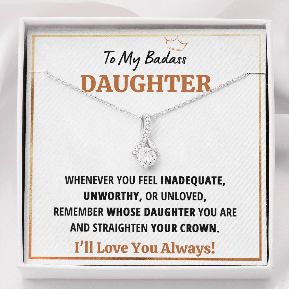 TO MY BADASS DAUGHTER CROWN ALLURING BEAUTY NECKLACE GIFT SET - ON CLOUD NINE GIFTS