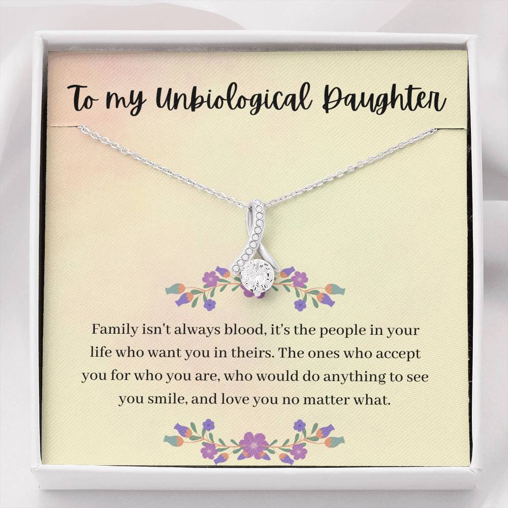 TO MY UNBIOLOGICAL DAUGHTER "SMILE" ALLURING BEAUTY NECKLACE GIFT SET - ON CLOUD NINE GIFTS