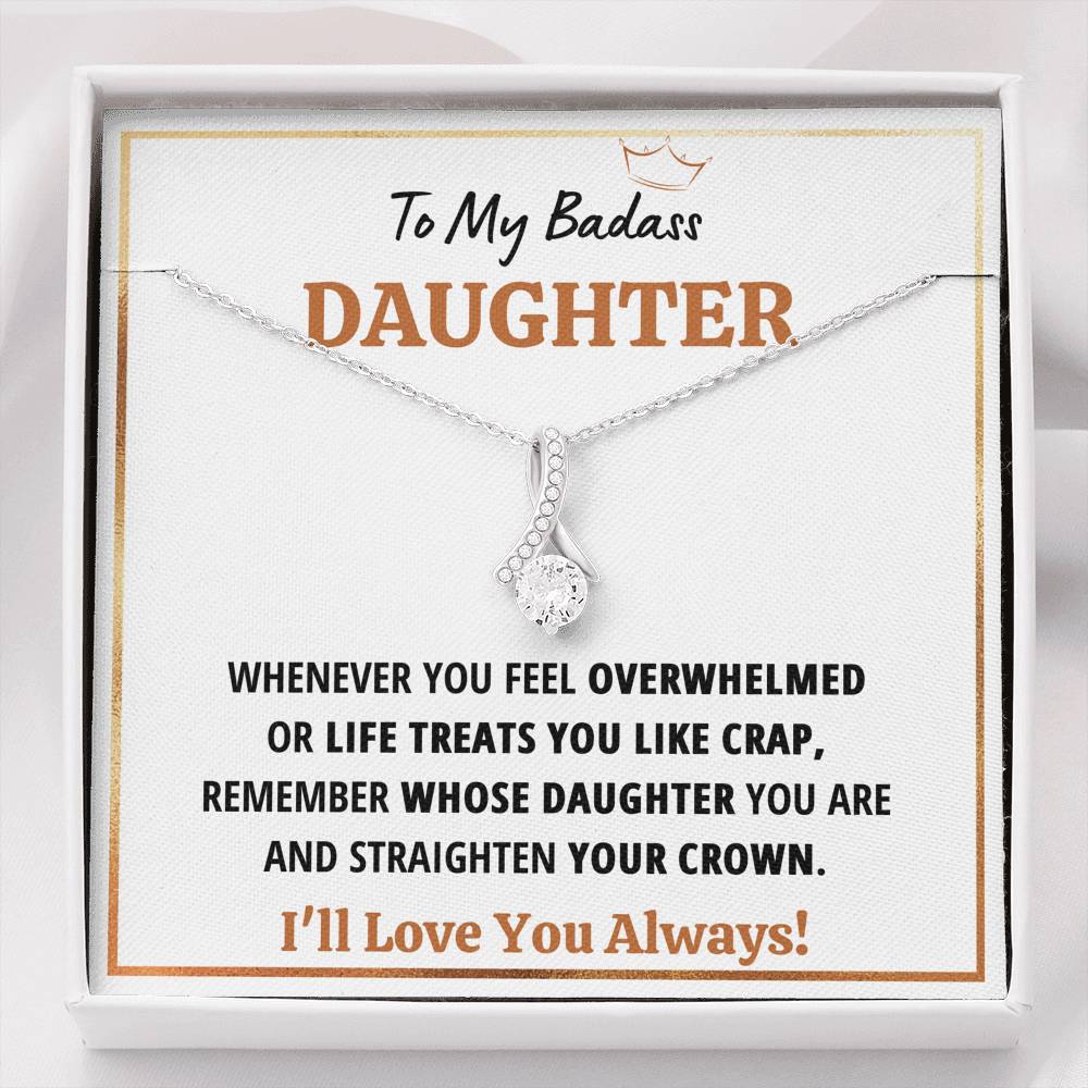 TO MY BADASS DAUGHTER "CRAP - WHITE" ALLURING BEAUTY NECKLACE GIFT SET - ON CLOUD NINE GIFTS