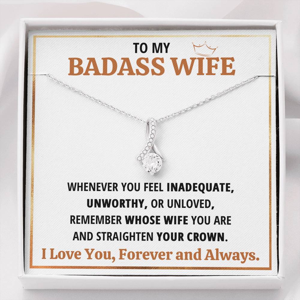 TO MY BADASS WIFE CROWN ALLURING BEAUTY NECKLACE GIFT SET - ON CLOUD NINE GIFTS