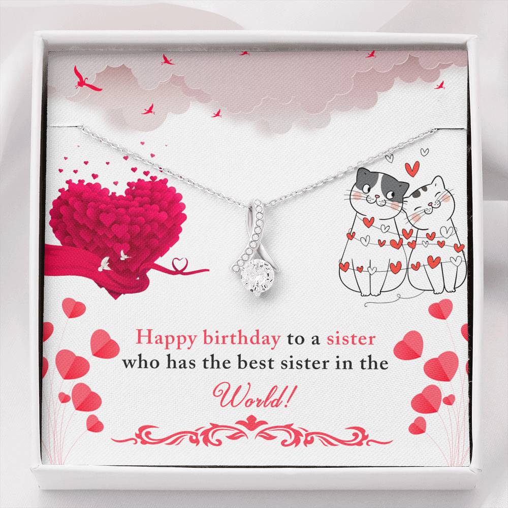 TO MY SISTER "BEST IN THE WORLD" ALLURING BEAUTY NECKLACE BIRTHDAY GIFT SET - ON CLOUD NINE GIFTS