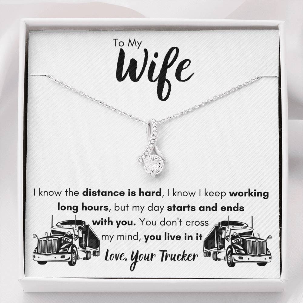 TO MY WIFE "LOVE, YOUR TRUCKER" ALLURING BEAUTY NECKLACE GIFT SET - ON CLOUD NINE GIFTS