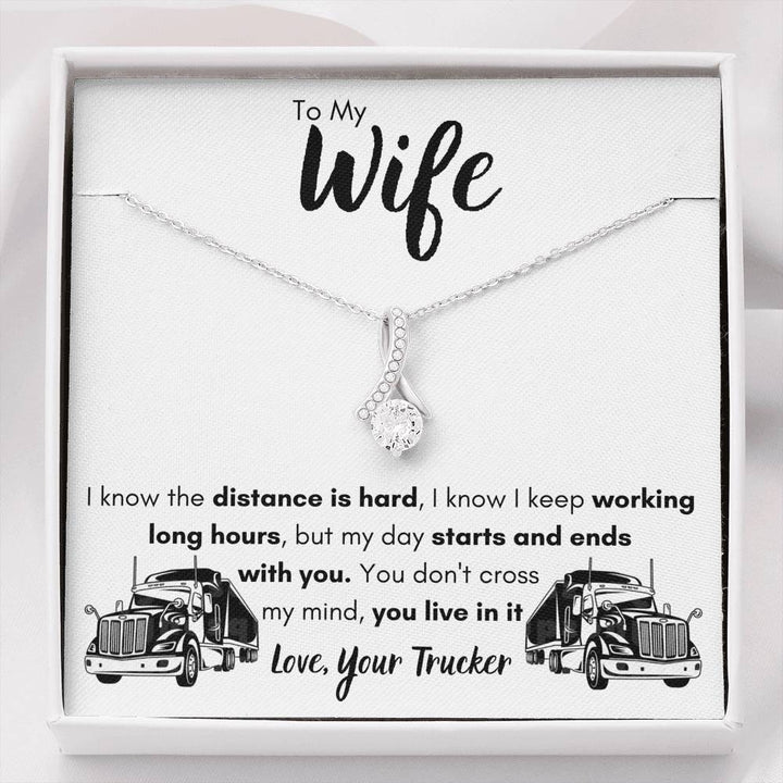 TO MY WIFE "LOVE, YOUR TRUCKER" ALLURING BEAUTY NECKLACE GIFT SET - ON CLOUD NINE GIFTS
