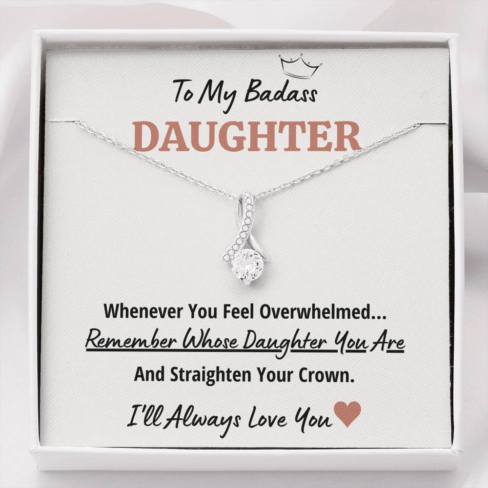 TO MY BADASS DAUGHTER "CROWN" ALLURING BEAUTY NECKLACE GIFT SET - ON CLOUD NINE GIFTS
