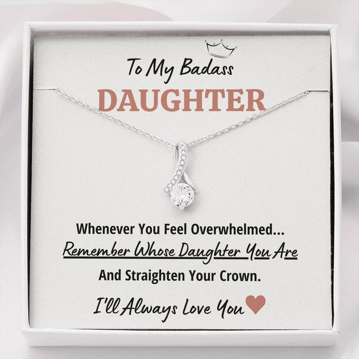 TO MY BADASS DAUGHTER "CROWN" ALLURING BEAUTY NECKLACE GIFT SET - ON CLOUD NINE GIFTS