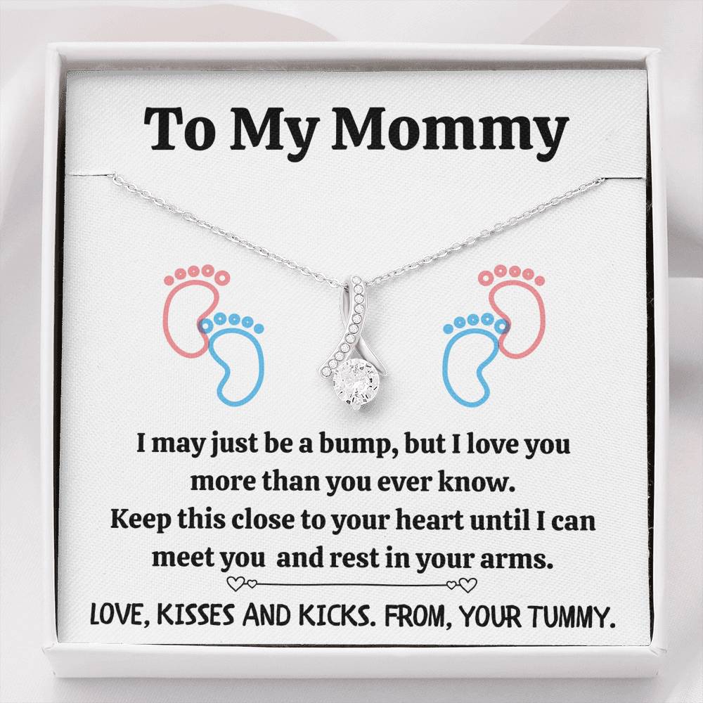 TO MY MOMMY "BABY FEET - WHITE" ALLURING BEAUTY NECKLACE GIFT SET - ON CLOUD NINE GIFTS