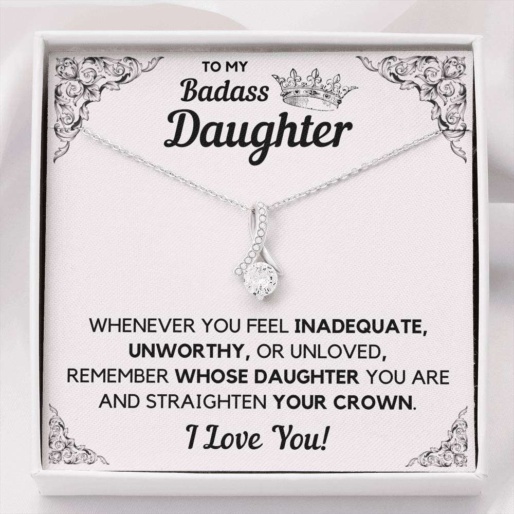 TO MY BADASS DAUGHTER CROWN DECORATION ALLURING BEAUTY NECKLACE GIFT SET - ON CLOUD NINE GIFTS