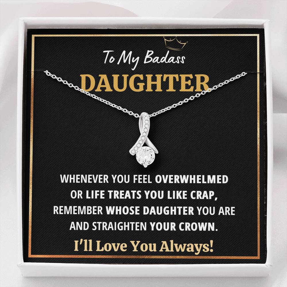 TO MY BADASS DAUGHTER "CRAP - BLACK" ALLURING BEAUTY NECKLACE GIFT SET - ON CLOUD NINE GIFTS