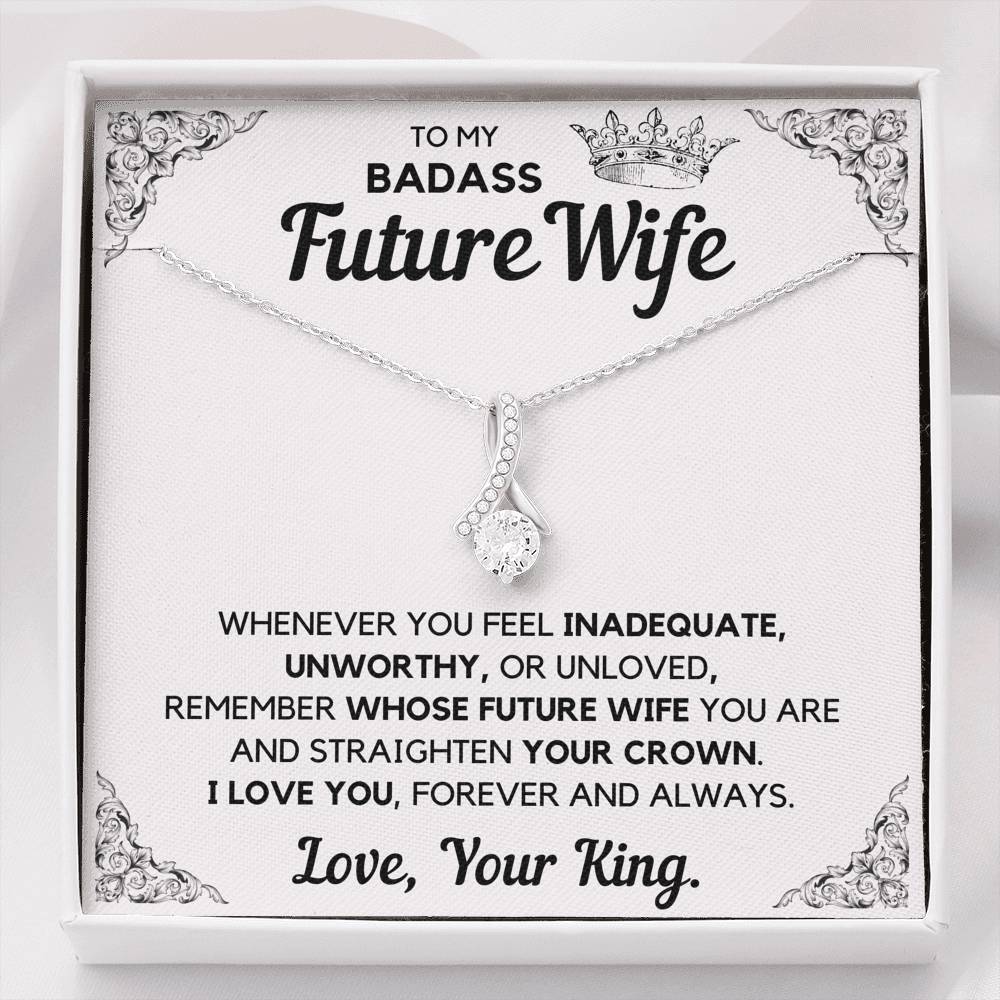 TO MY BADASS FUTURE WIFE CROWN ALLURING BEAUTY NECKLACE GIFT SET - ON CLOUD NINE GIFTS