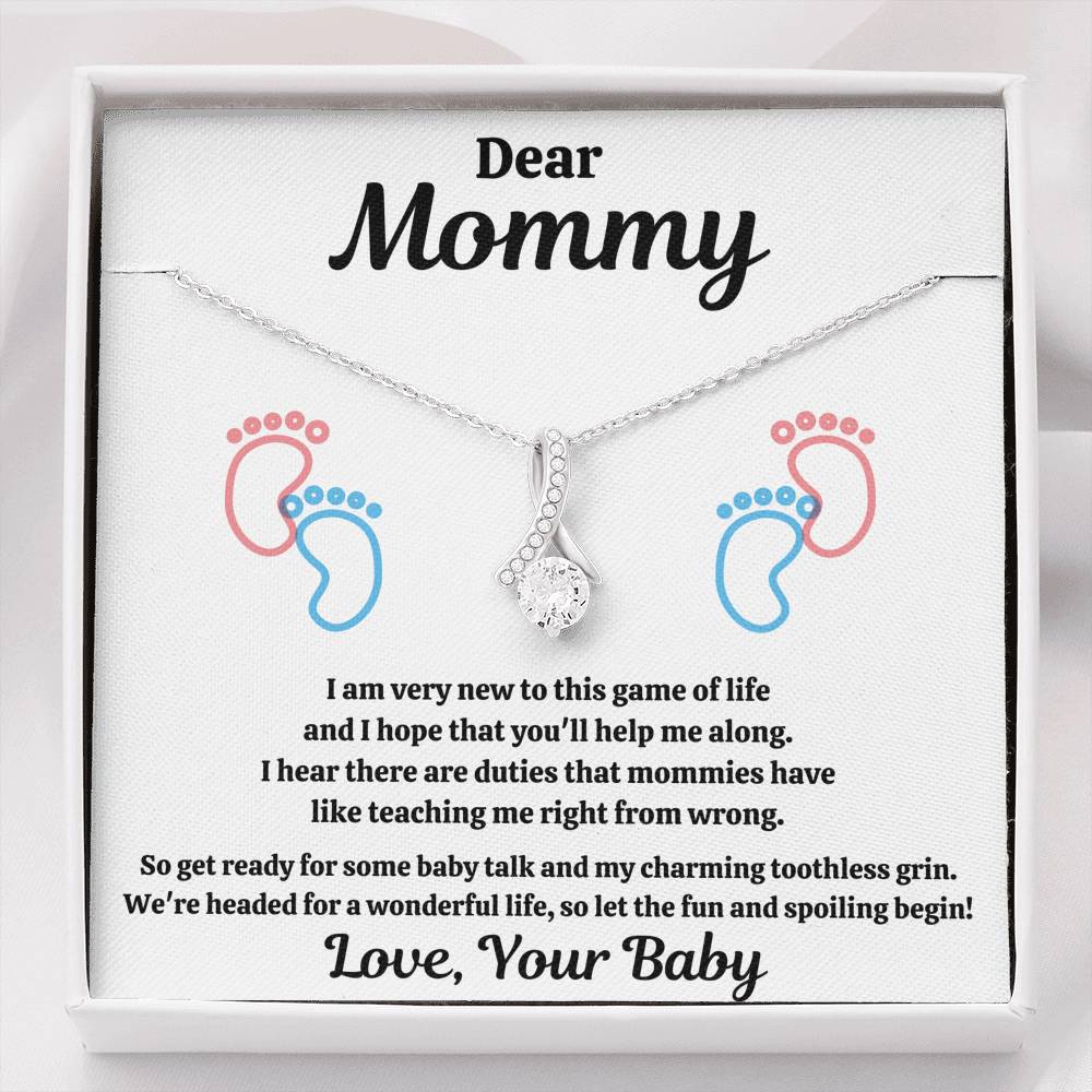DEAR MOMMY "SPOILING BABY-FEET WHITE" ALLURING BEAUTY NECKLACE GIFT SET - ON CLOUD NINE GIFTS