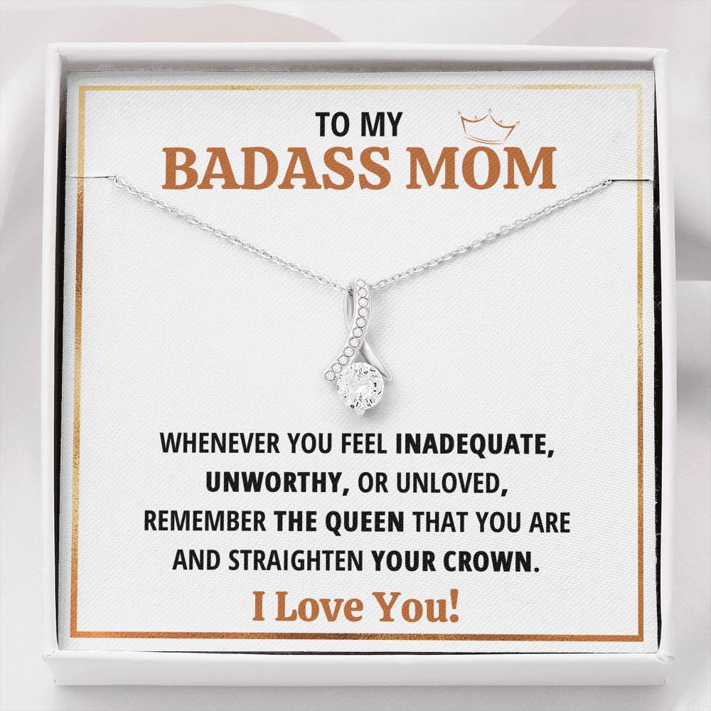 TO MY BADASS MOM QUEEN ALLURING BEAUTY NECKLACE GIFT SET - ON CLOUD NINE GIFTS