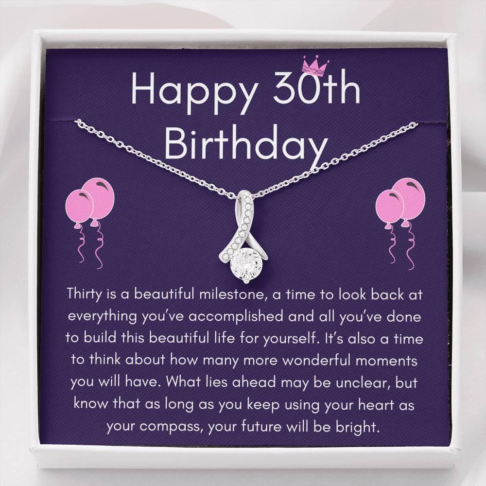 HAPPY 30TH BIRTHDAY "THIRTY IS A BEAUTIFUL MILESTONE" ALLURING BEAUTY NECKLACE GIFT SET - ON CLOUD NINE GIFTS