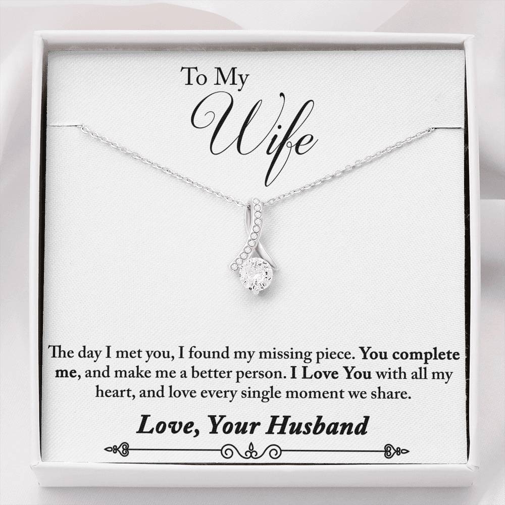 TO MY WIFE "MISSING PIECE - SO" ALLURING BEAUTY NECKLACE GIFT SET - ON CLOUD NINE GIFTS