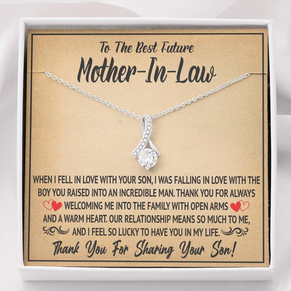 TO MY FUTURE MOTHER IN LAW SHARING ALLURING BEAUTY NECKLACE GIFT SET - ON CLOUD NINE GIFTS
